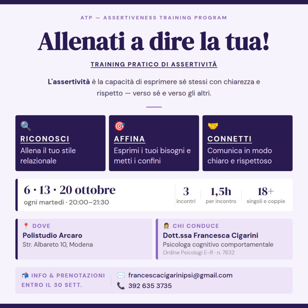 Allenati a dire la tua: a Modena il corso pratico per imparare a comunicare con assertività